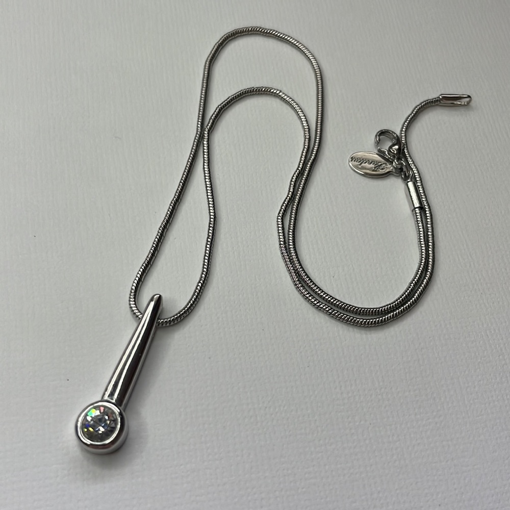 Landau Cubic Zirconia Necklace 16” Silver Chain